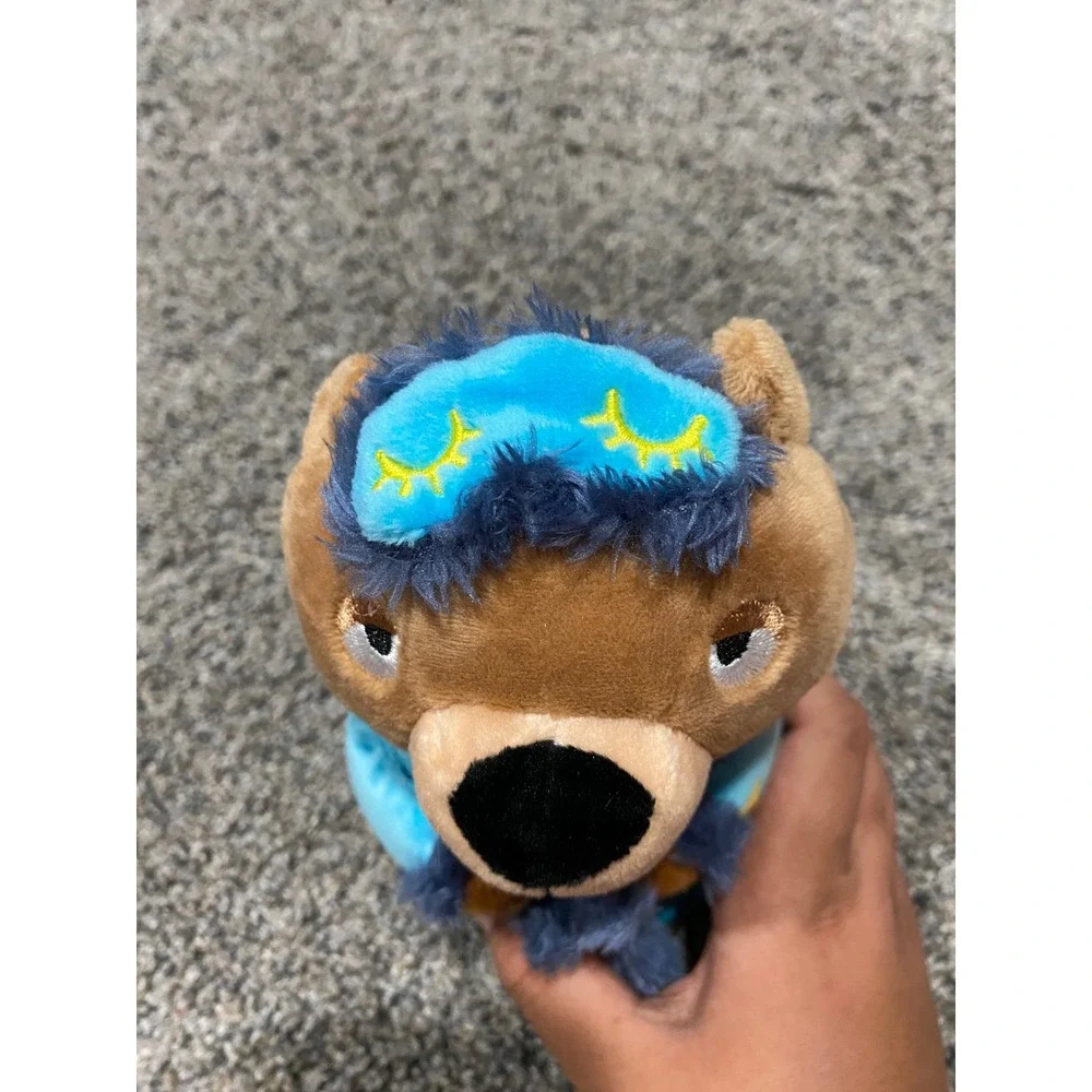 BarkBox Sleepy Otter Dog Toy Blue Starry Robe Sleep Mask Plush Squeaker 8